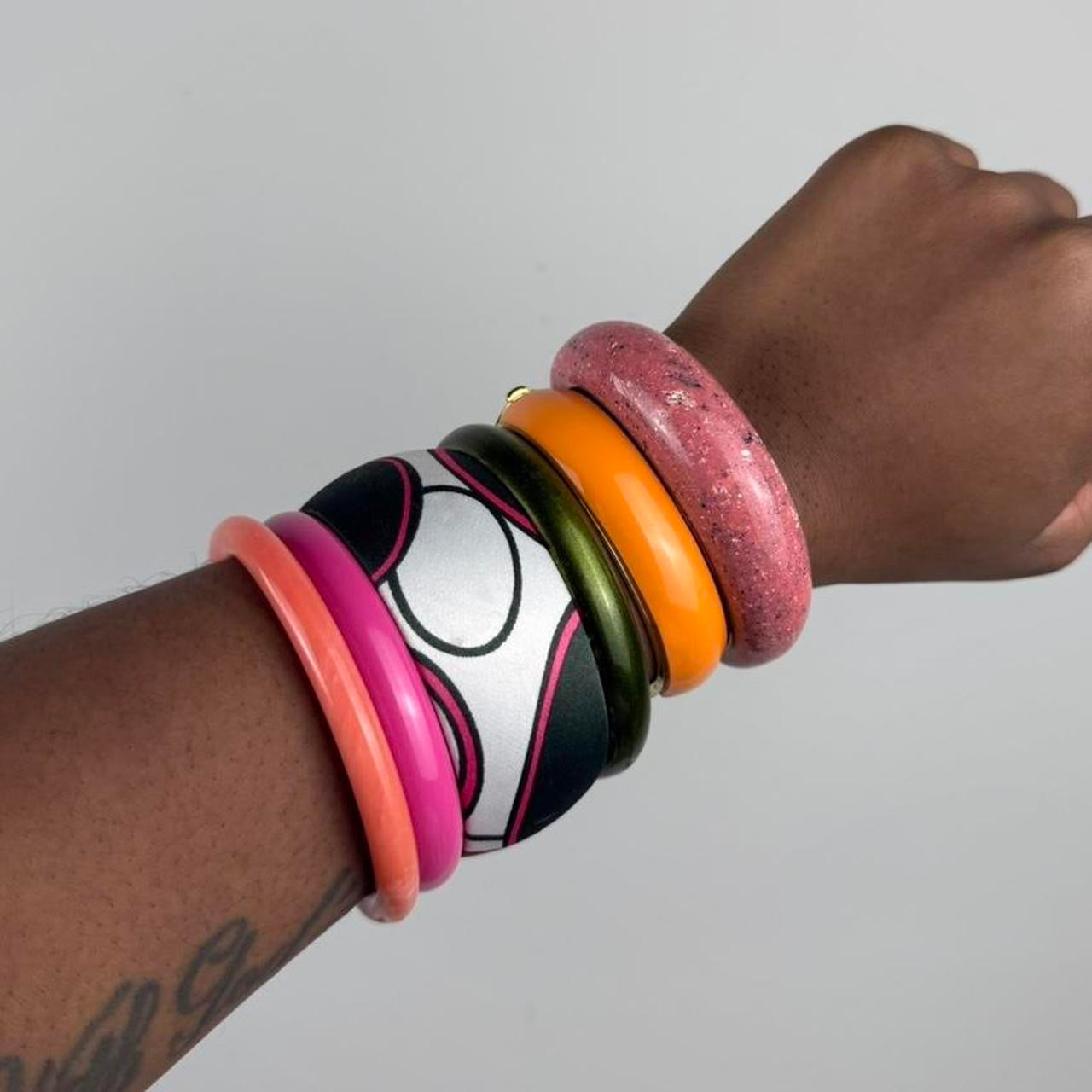 Multicolored Bangle Cuff Stack