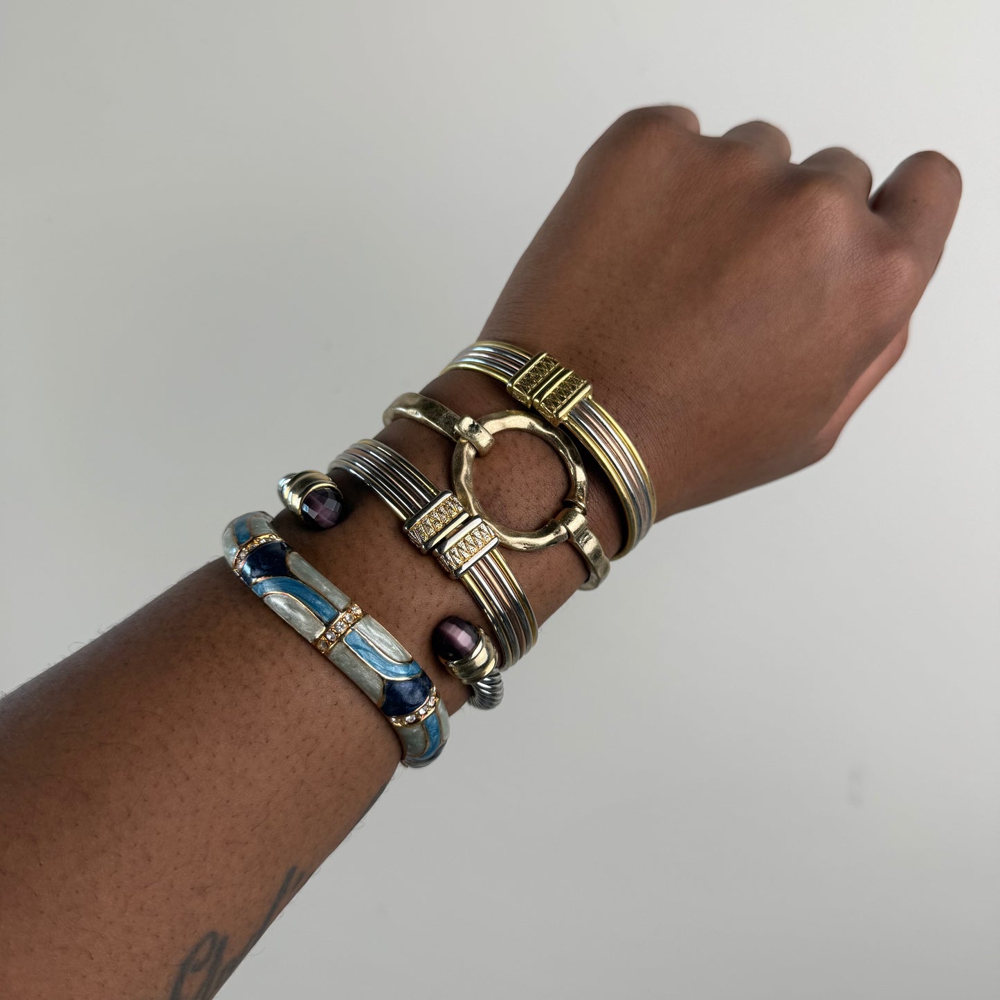 Multicolored Bangle Cuff Stack