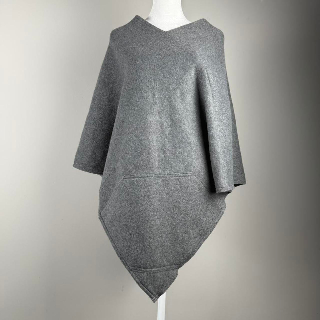Gray asymmetrical poncho