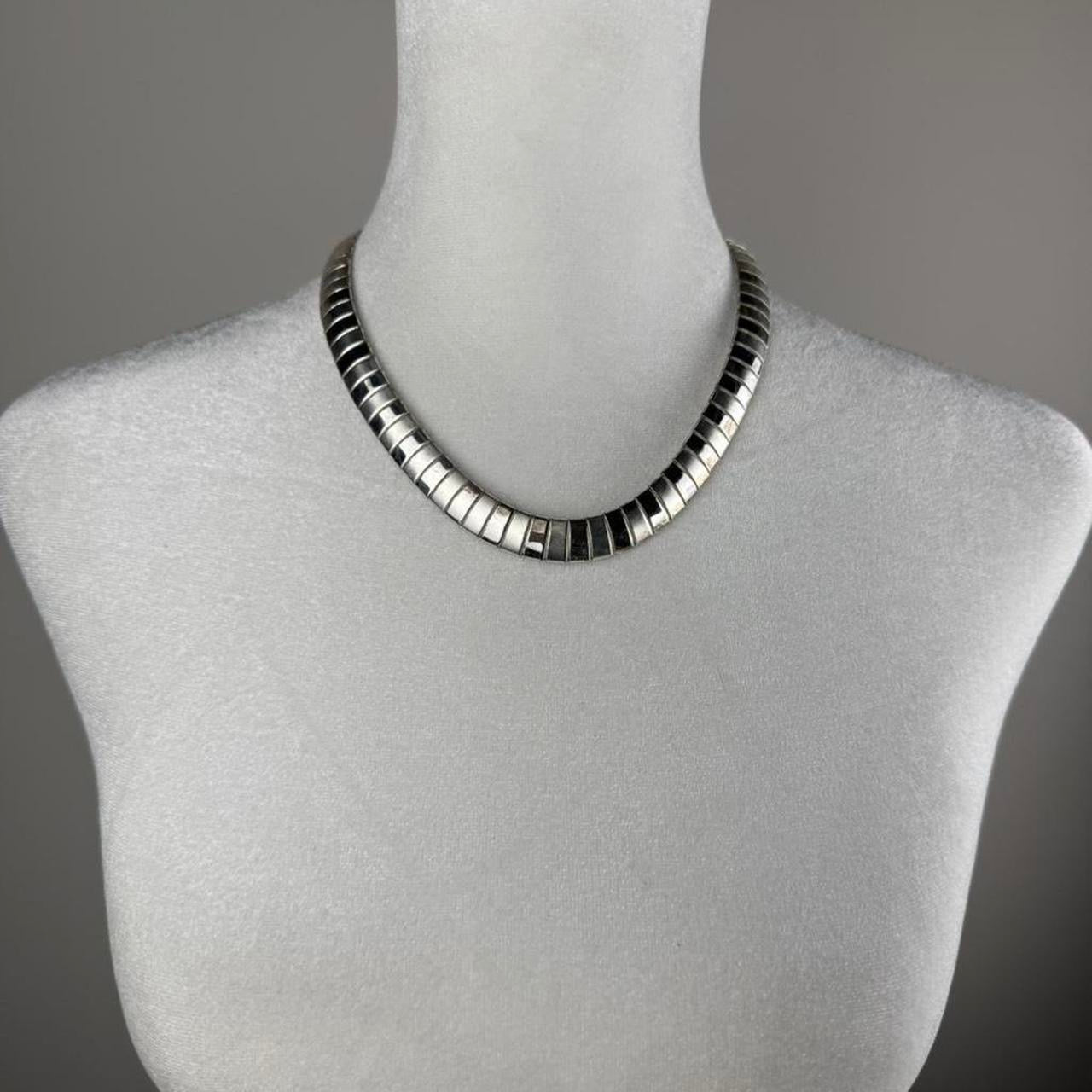 Silver tone statement necklace