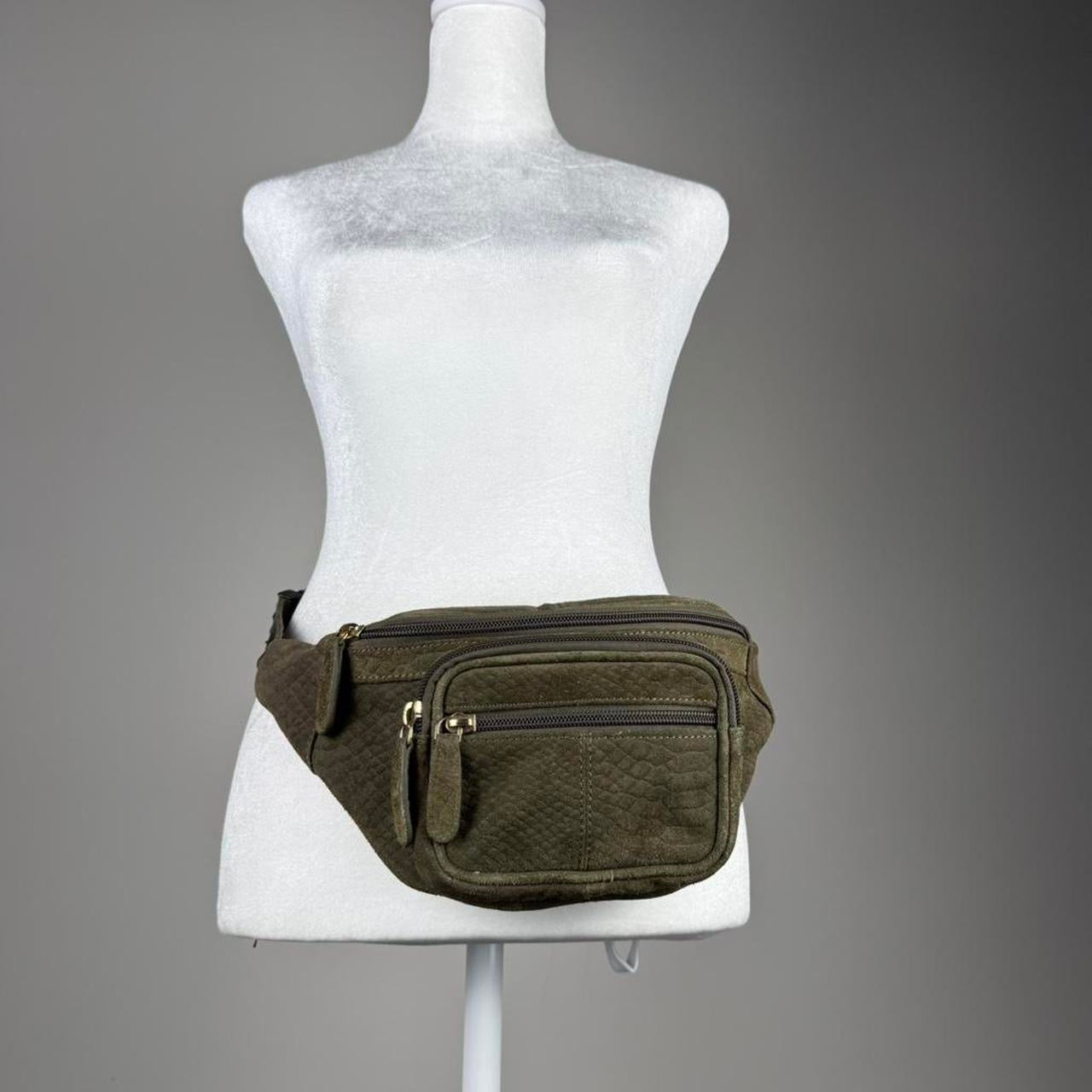 Olive Green Leather Waist Bag