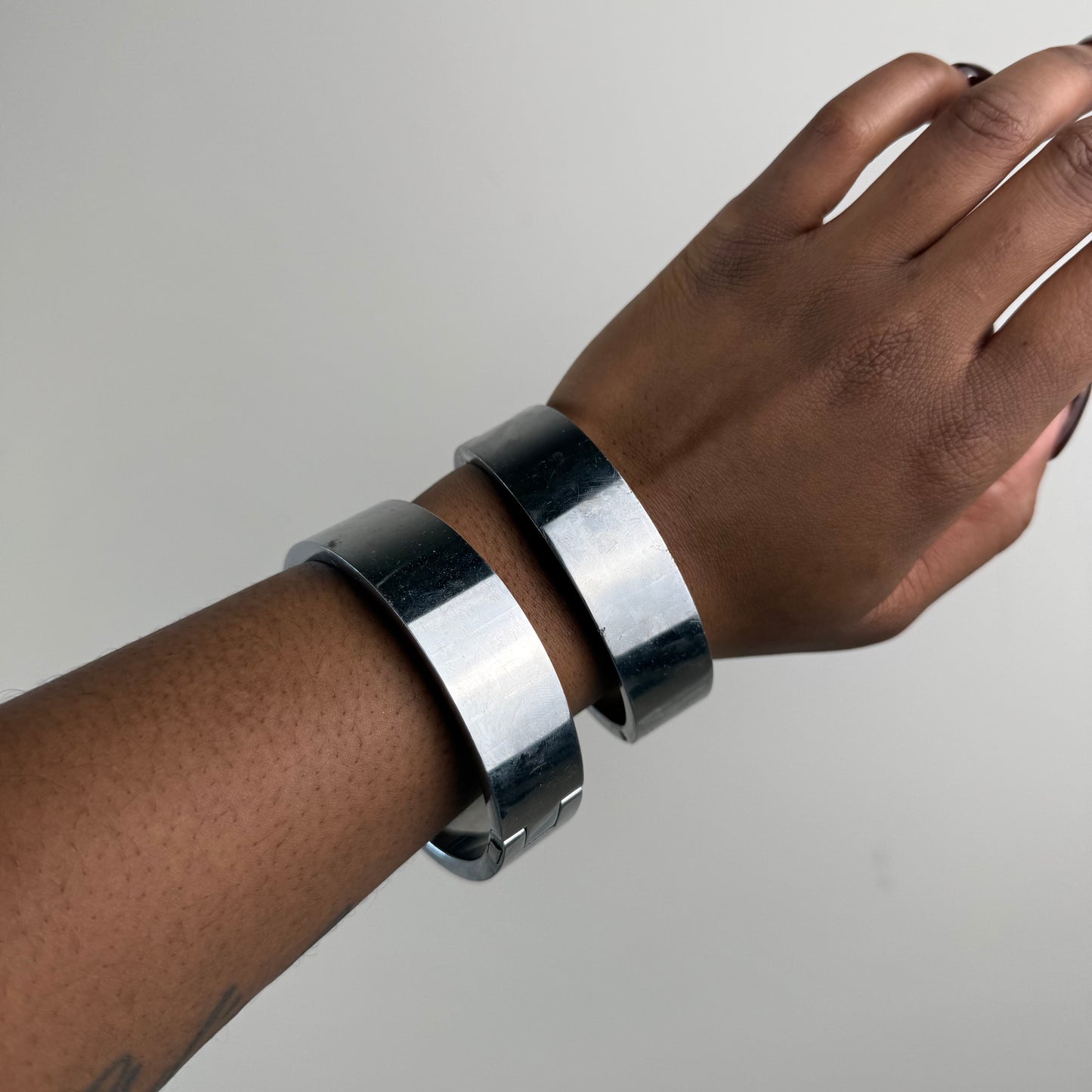 Silver tone cuff stack