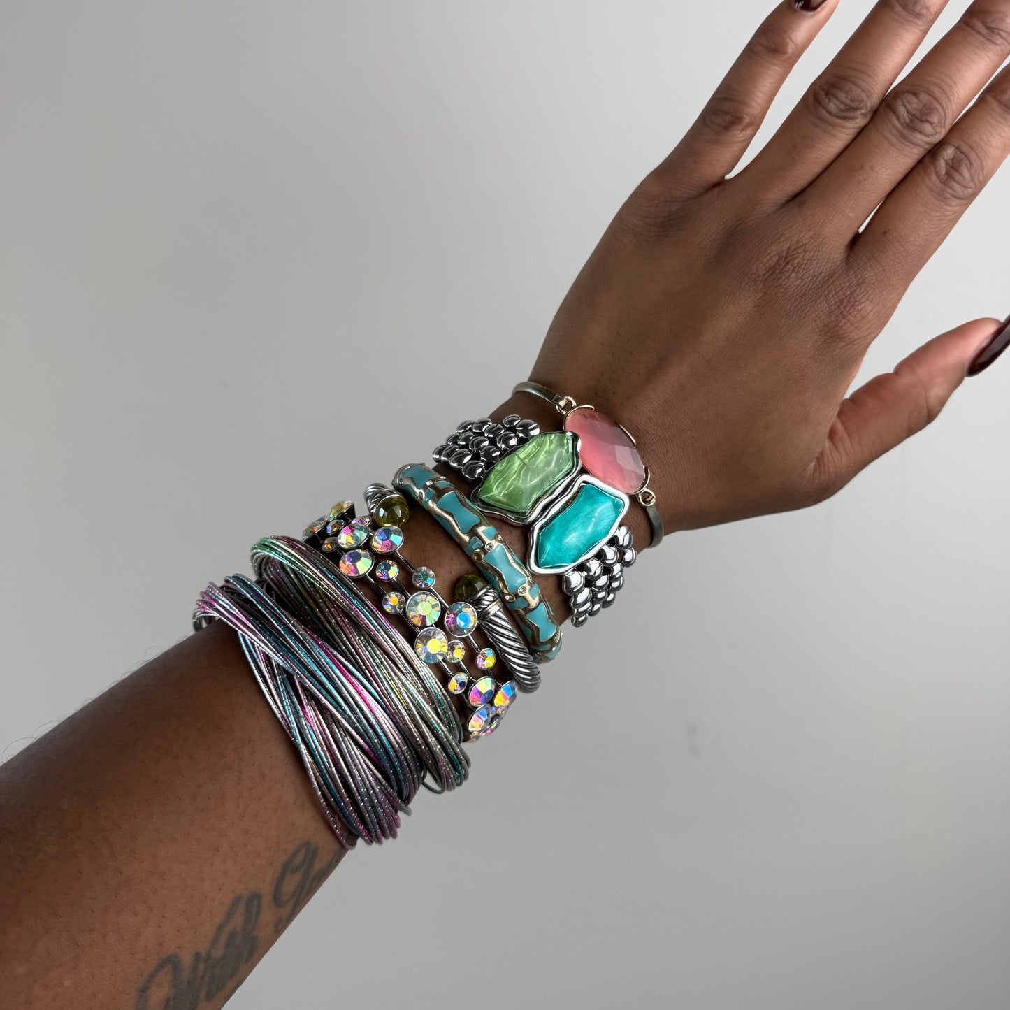 Multicolored Bangle Cuff Stack