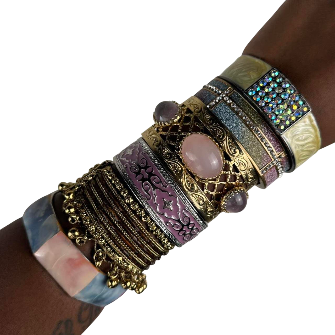 Multicolored bangle stacks
