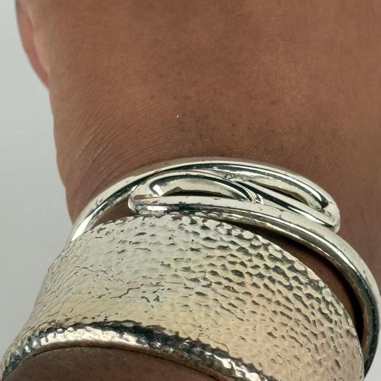 Silver tone cuff stack