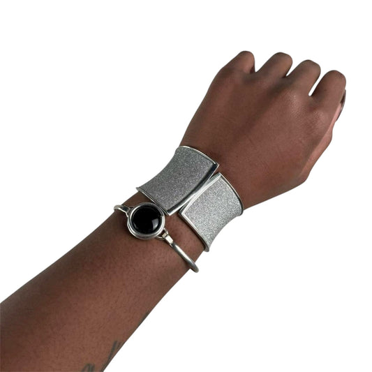 Silver tone cuff stack