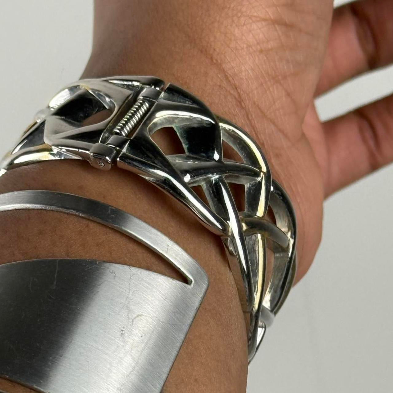 Silver tone cuff stack