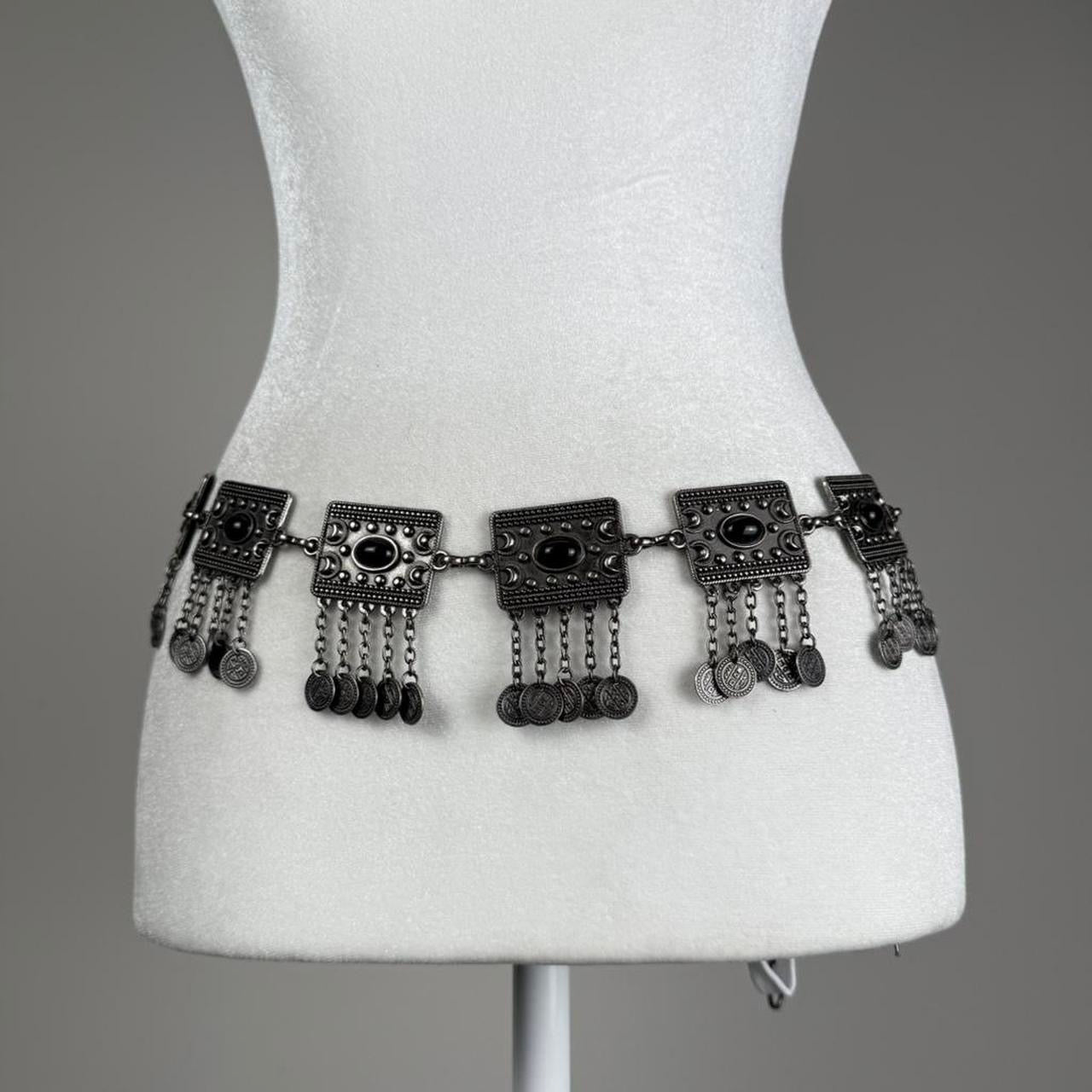 Silver tone chain belt