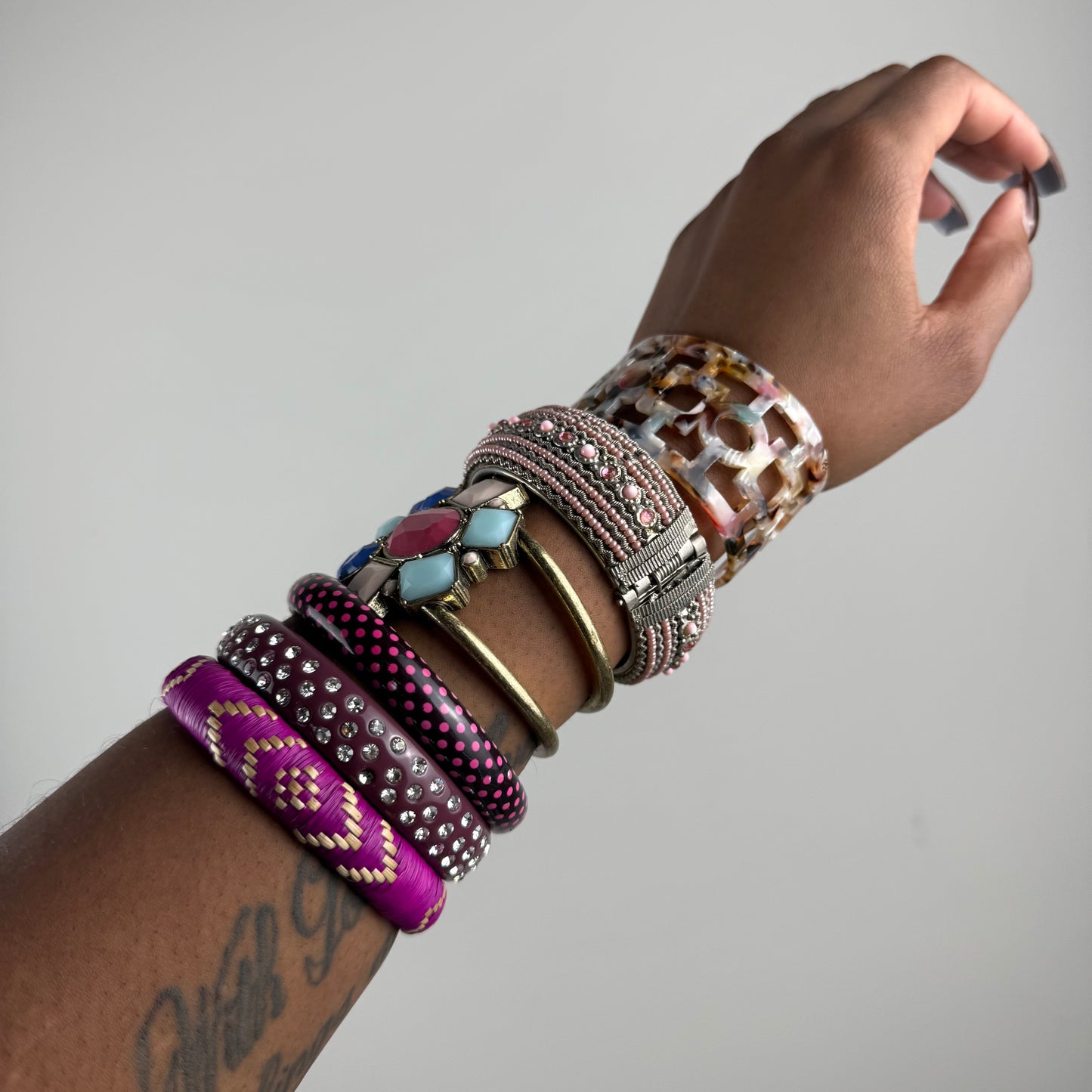 Multicolored Bangle Stack