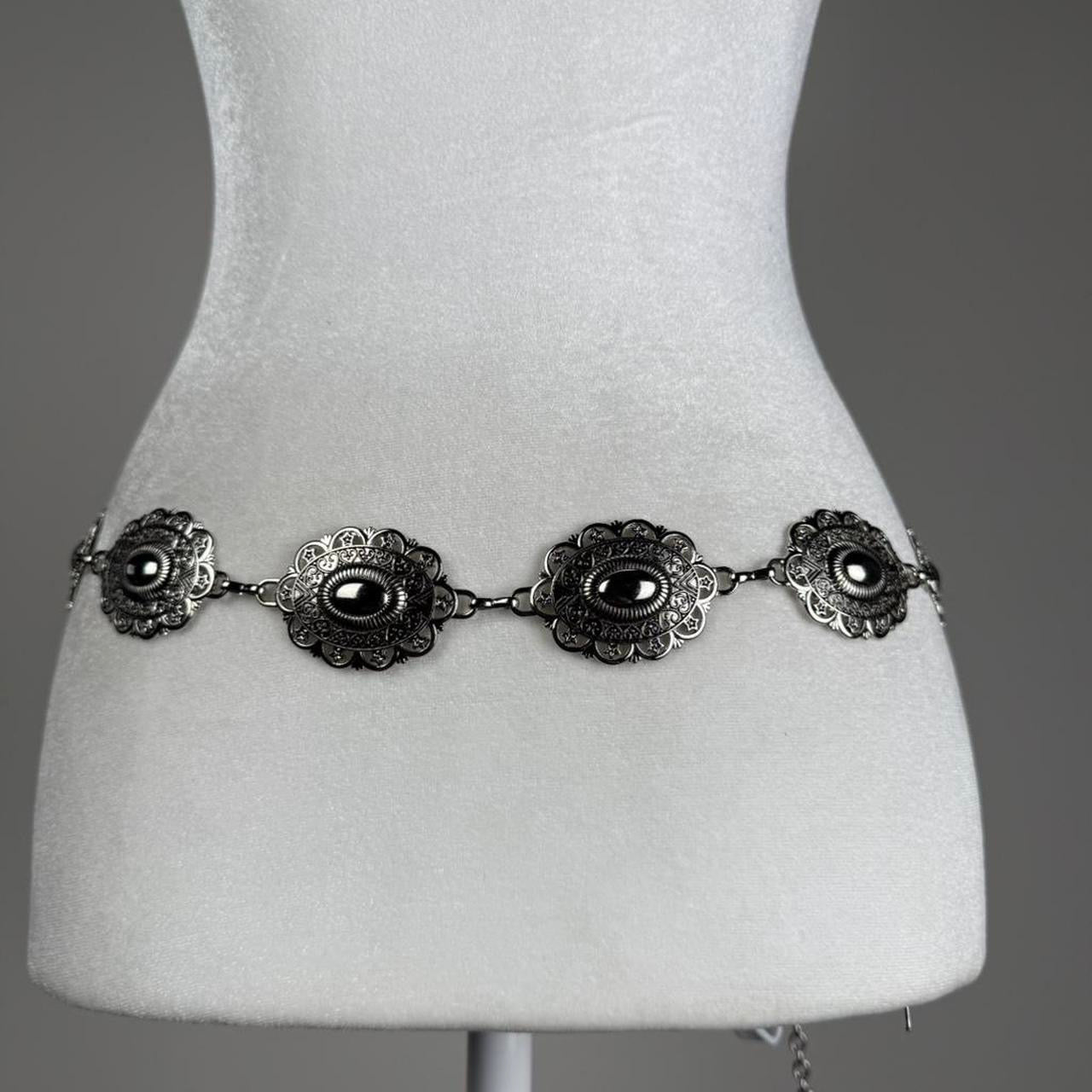 Silver tone chain belt