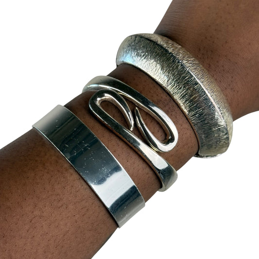 Silver tone cuff stack