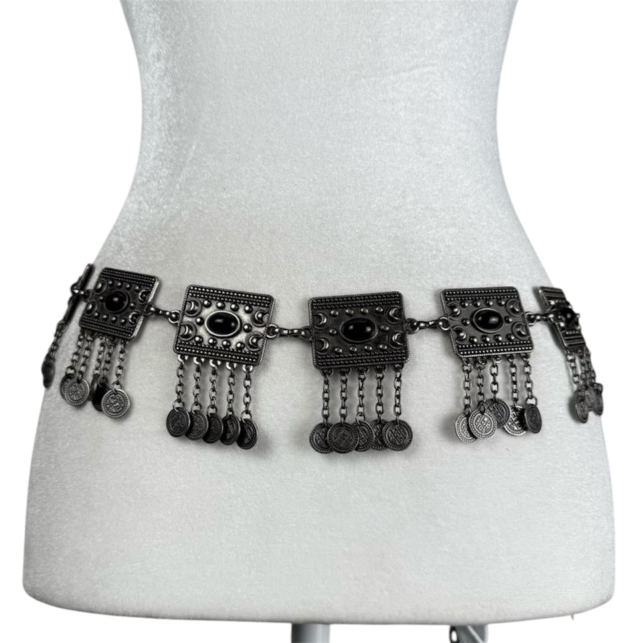 Silver tone chain belt