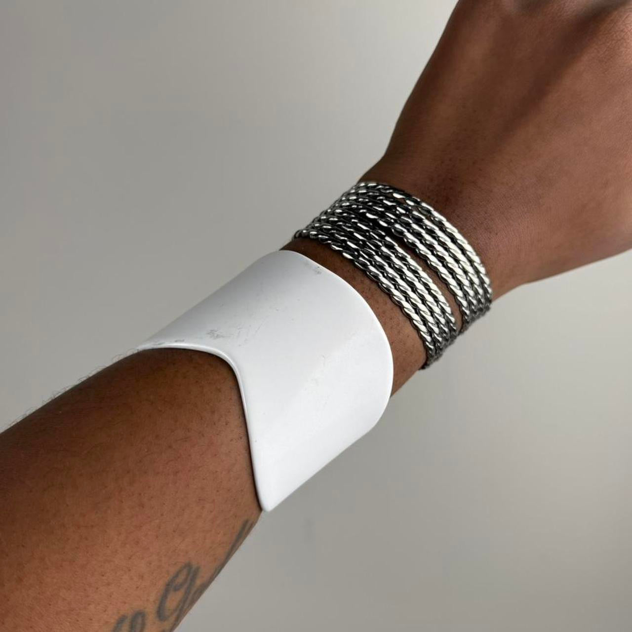 Silver tone cuff stack