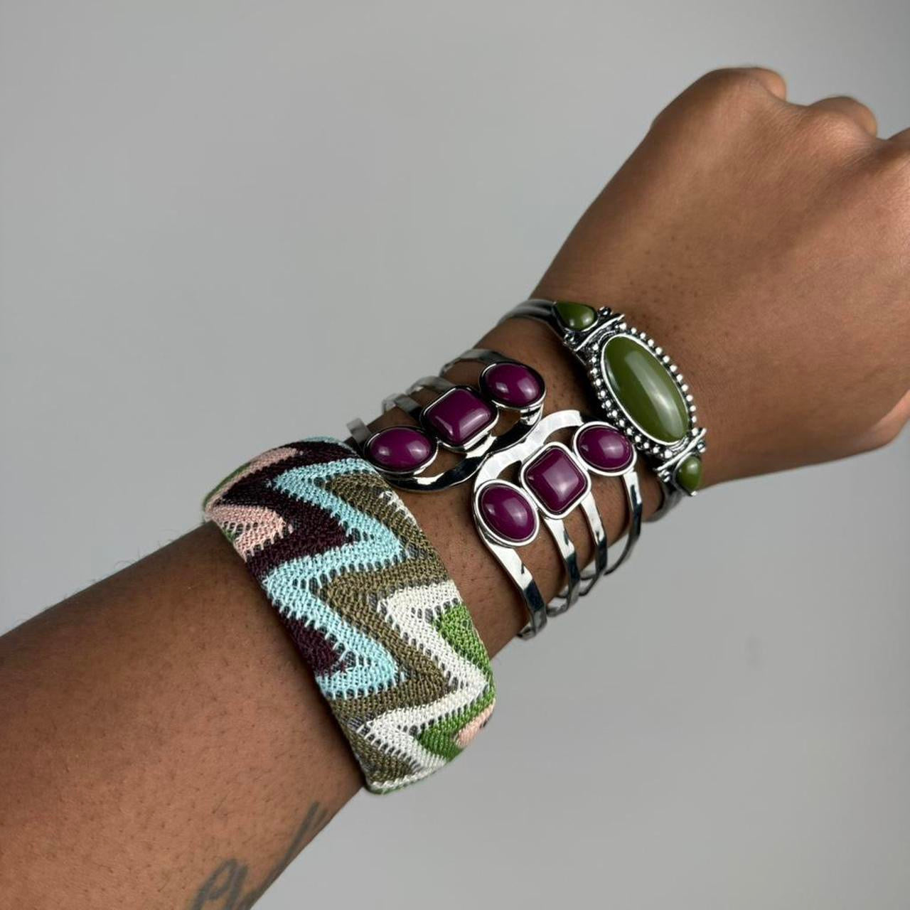 Multicolored Bangle Stack