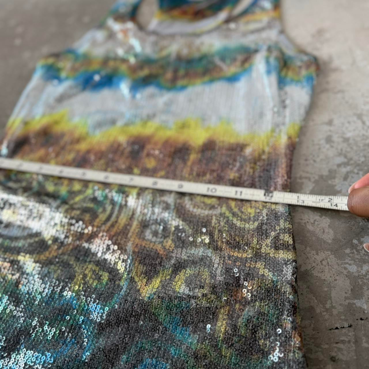 Multi-coloured sequin tank top