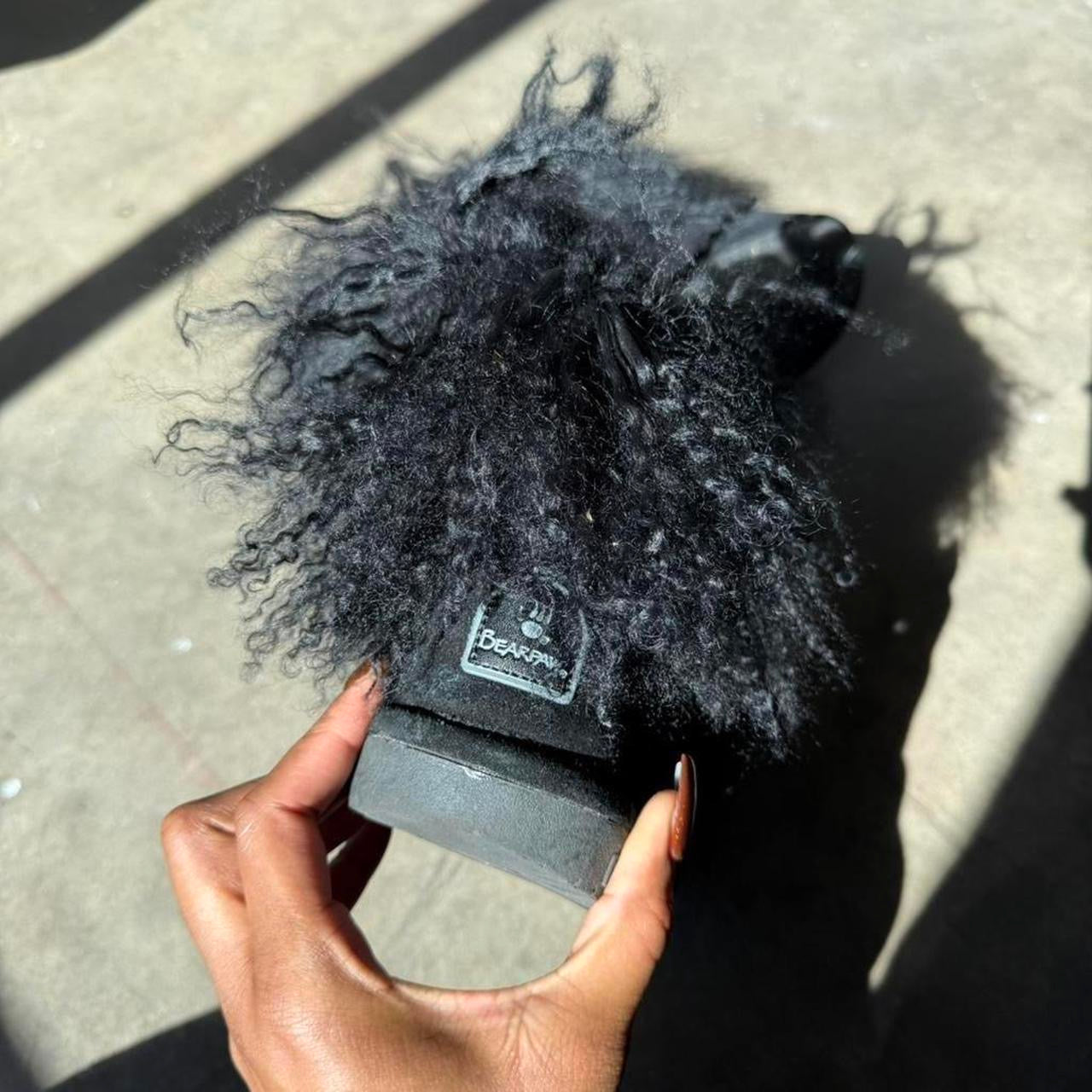 Black fur ankle boots