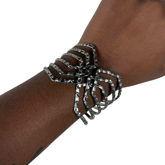 Silver tone bangle cuff