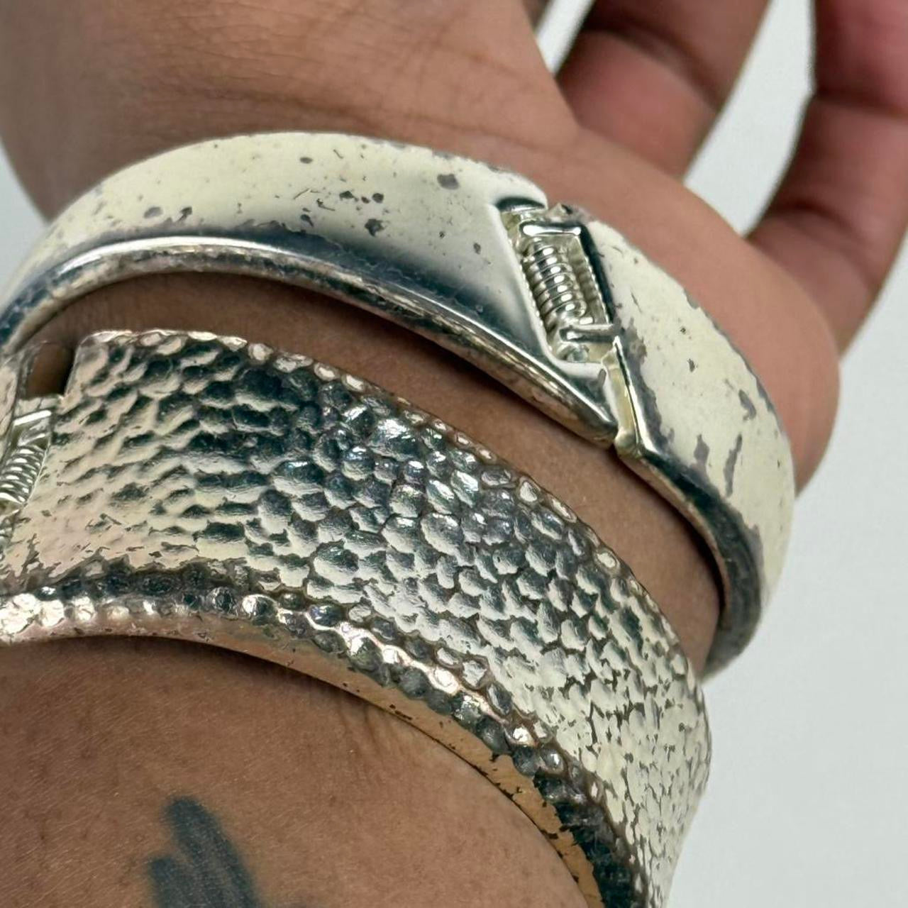 Silver tone cuff stack