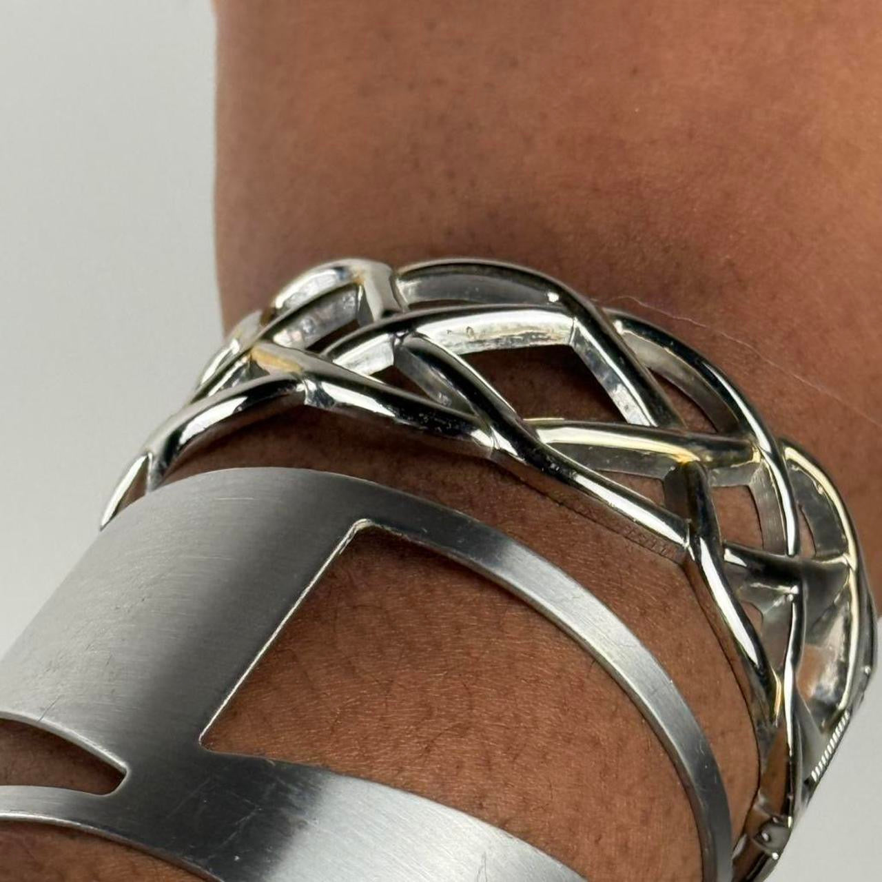 Silver tone cuff stack