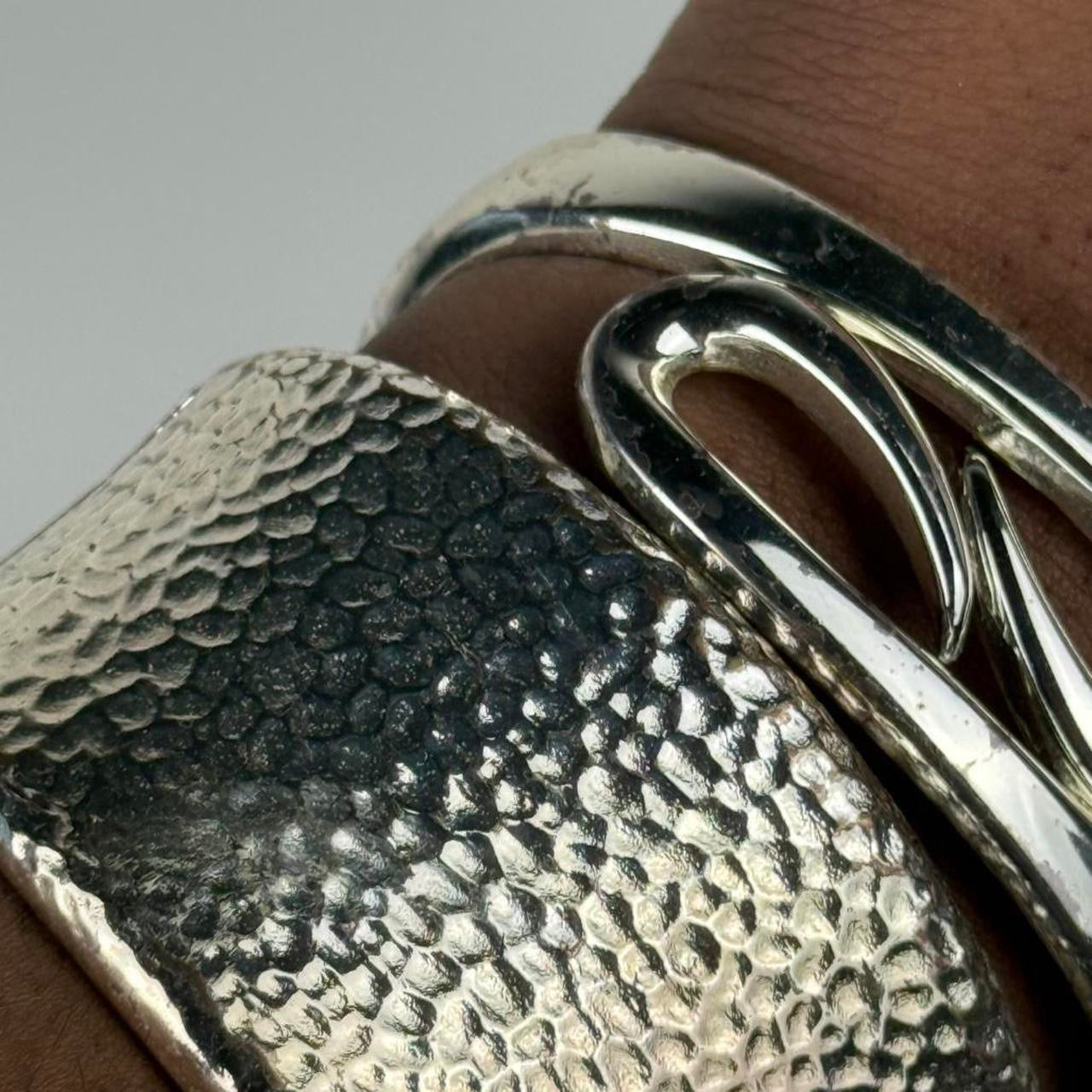 Silver tone cuff stack
