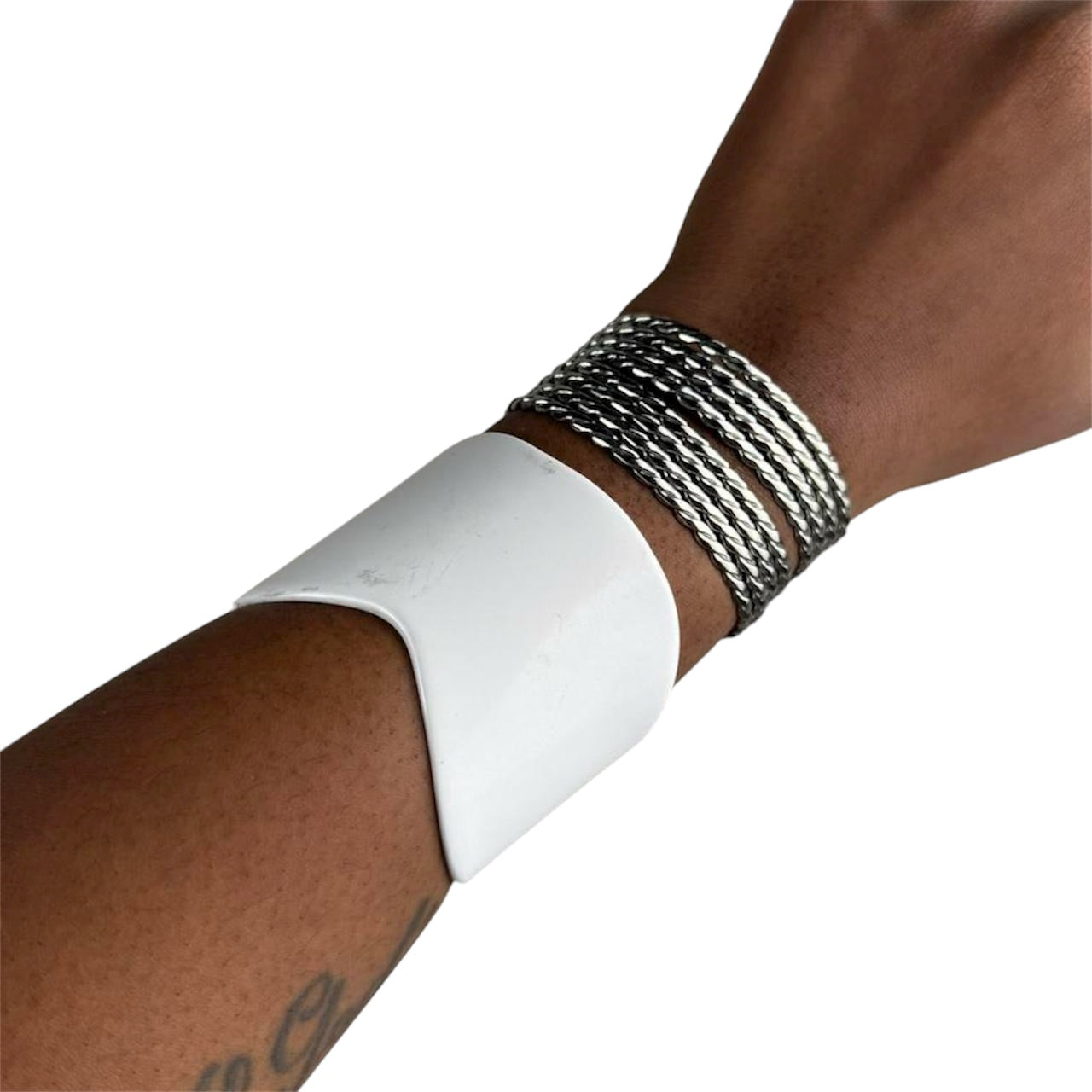 Silver tone cuff stack