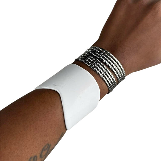 Silver tone cuff stack