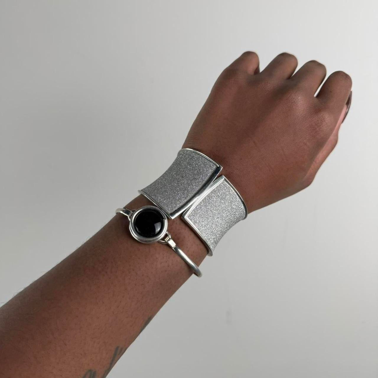 Silver tone cuff stack