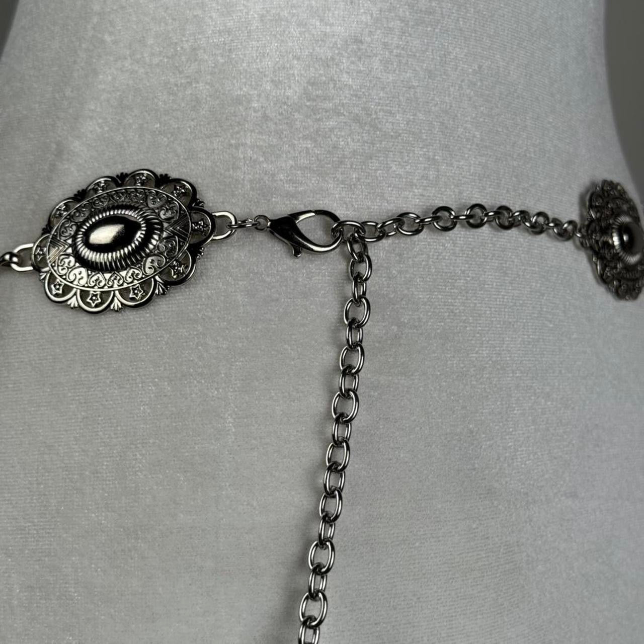 Silver tone chain belt