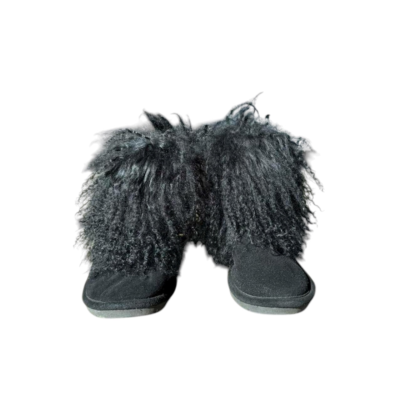 Black fur ankle boots