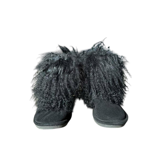 Black fur ankle boots
