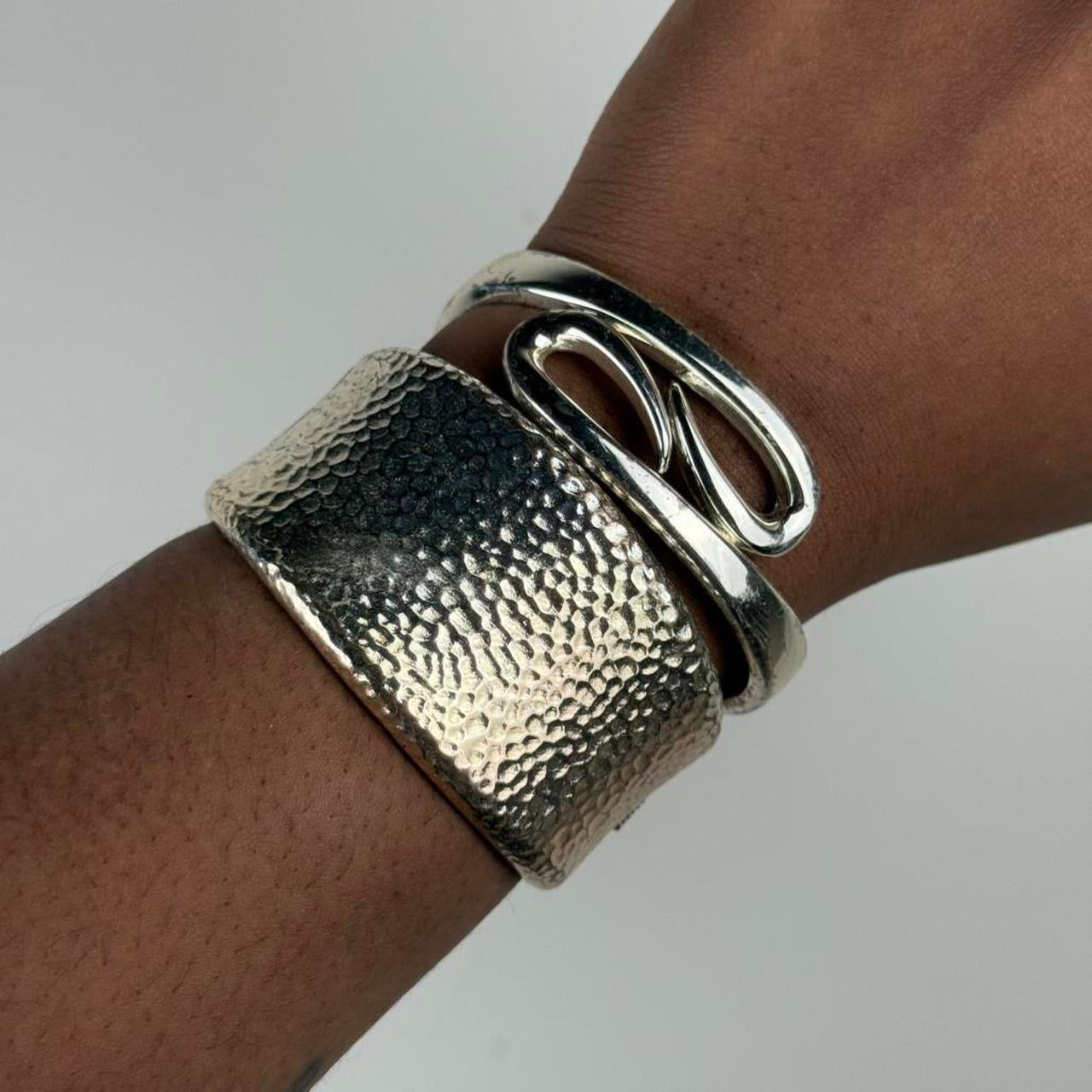 Silver tone cuff stack