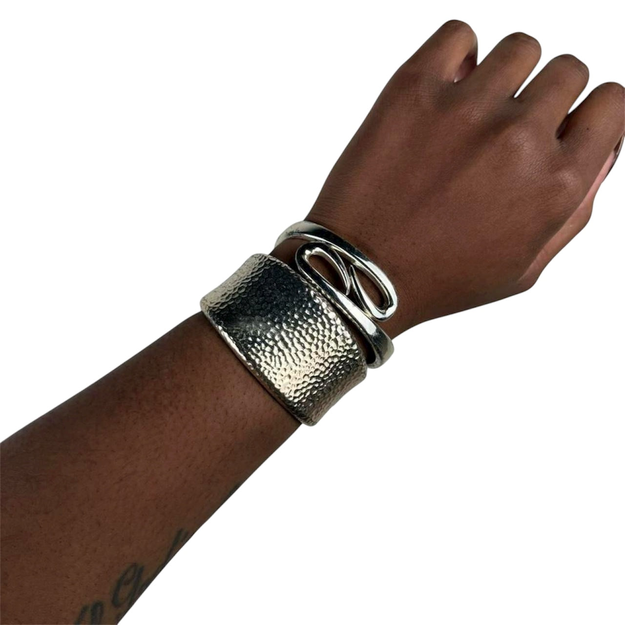 Silver tone cuff stack