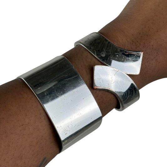 Silver tone cuff stack