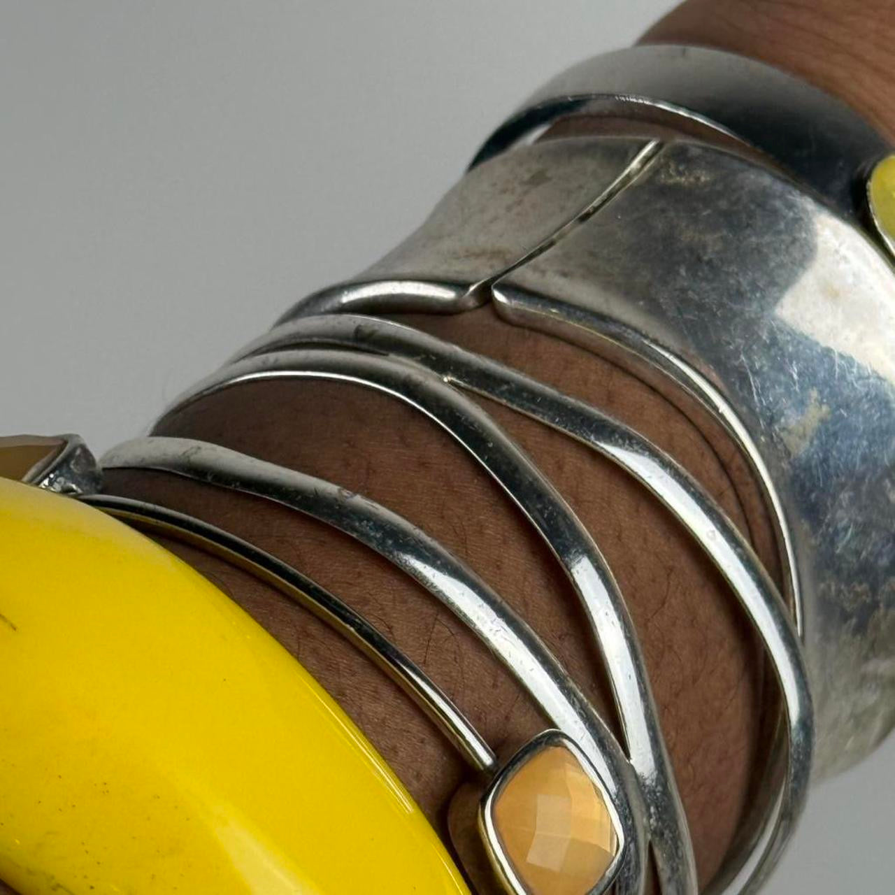 Multicolored bangle cuff stack