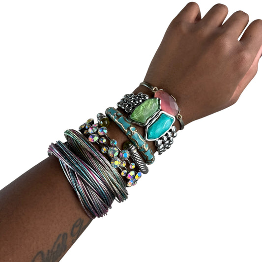 Multicolored Bangle Cuff Stack