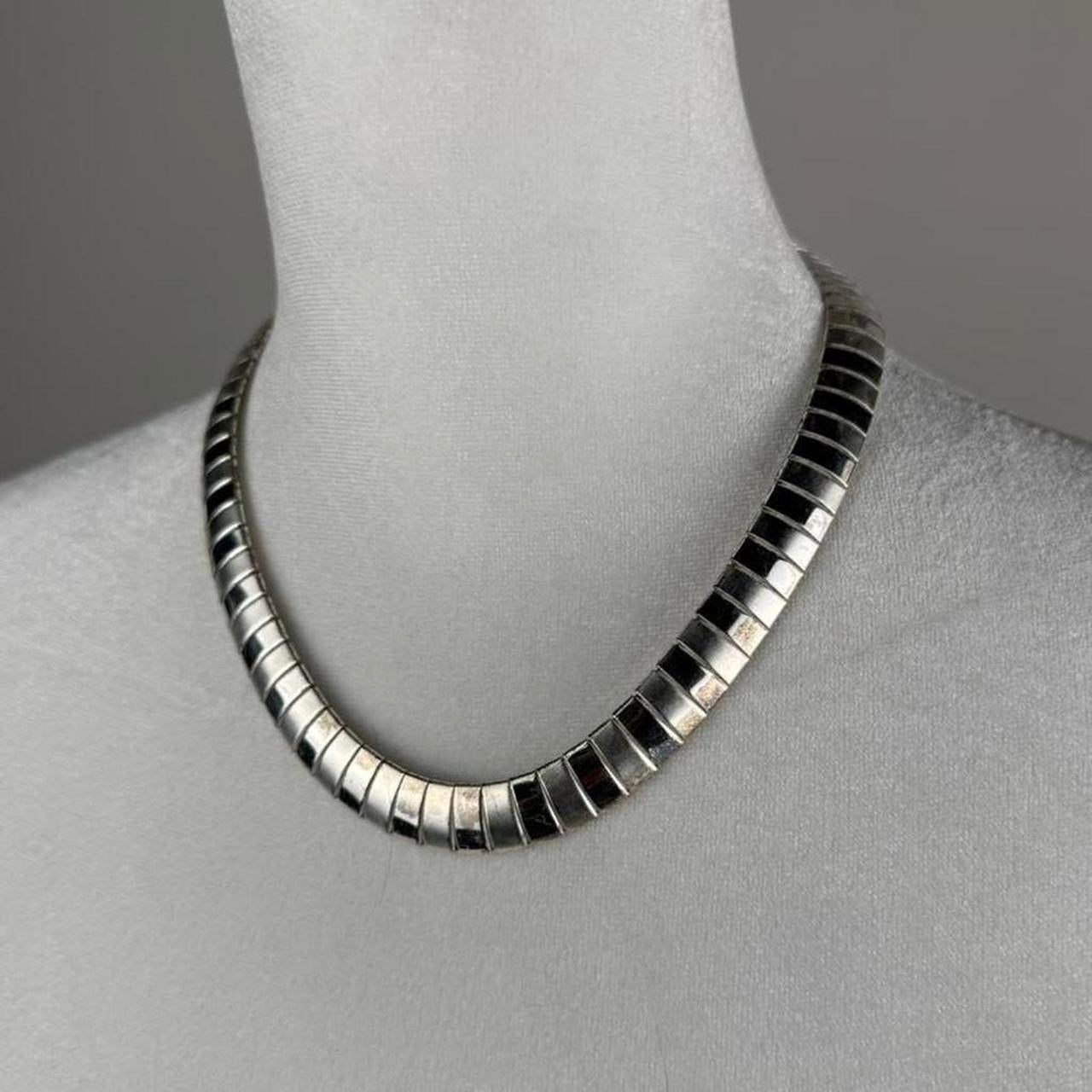 Silver tone statement necklace