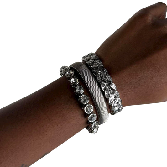 Silver tone cuff stack