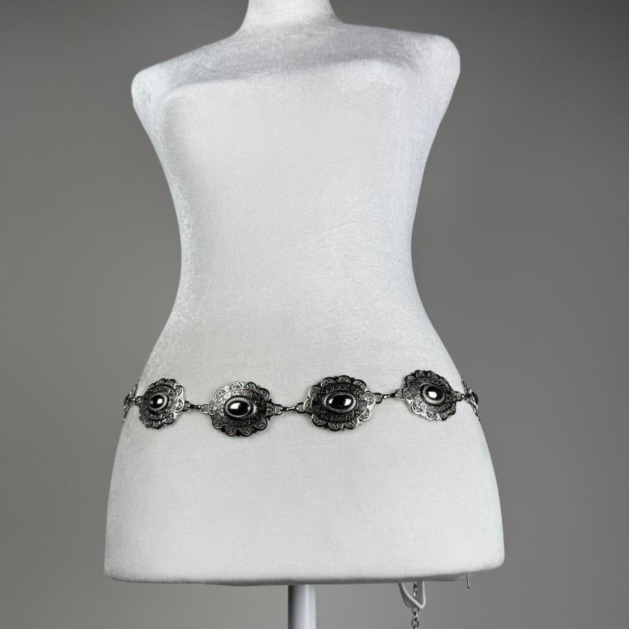 Silver tone chain belt