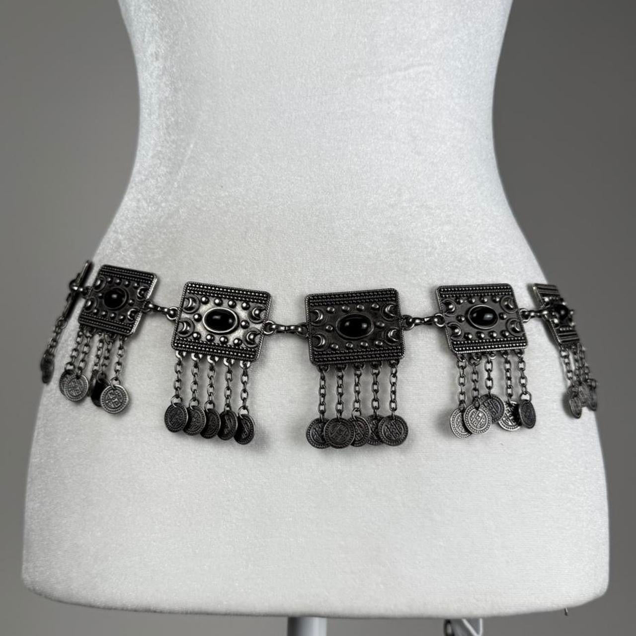 Silver tone chain belt
