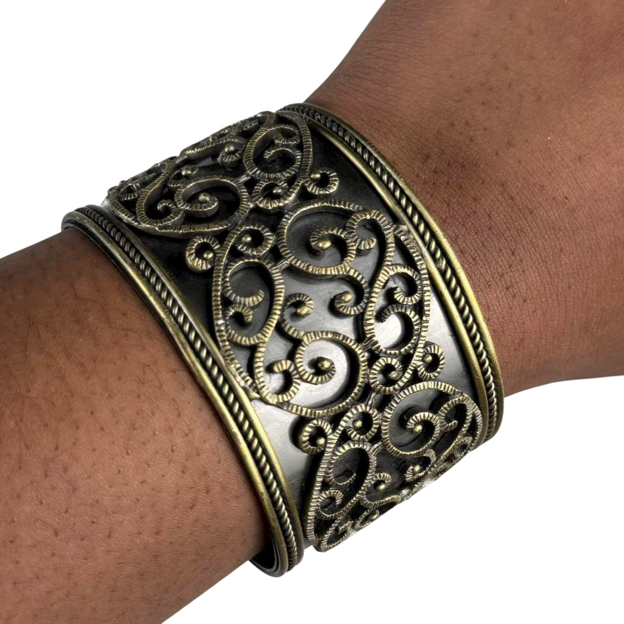 Gold tone bangle cuff