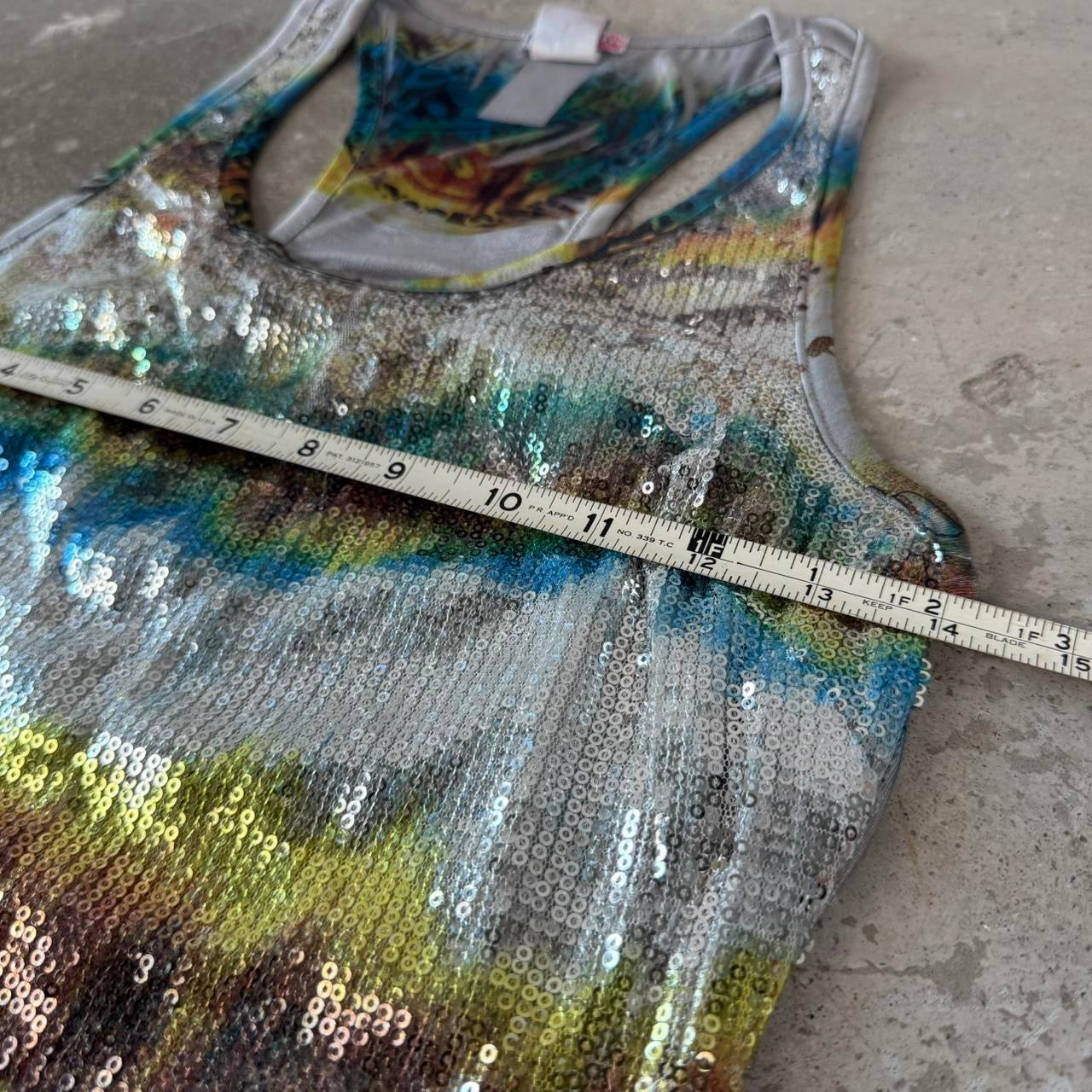 Multi-coloured sequin tank top