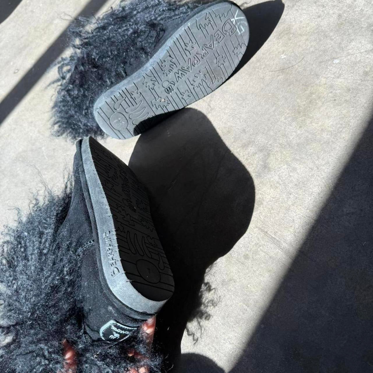 Black fur ankle boots