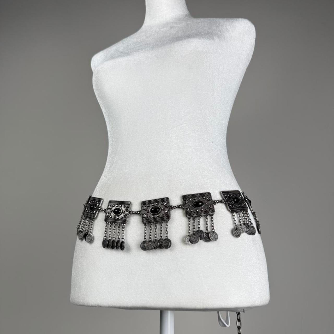 Silver tone chain belt