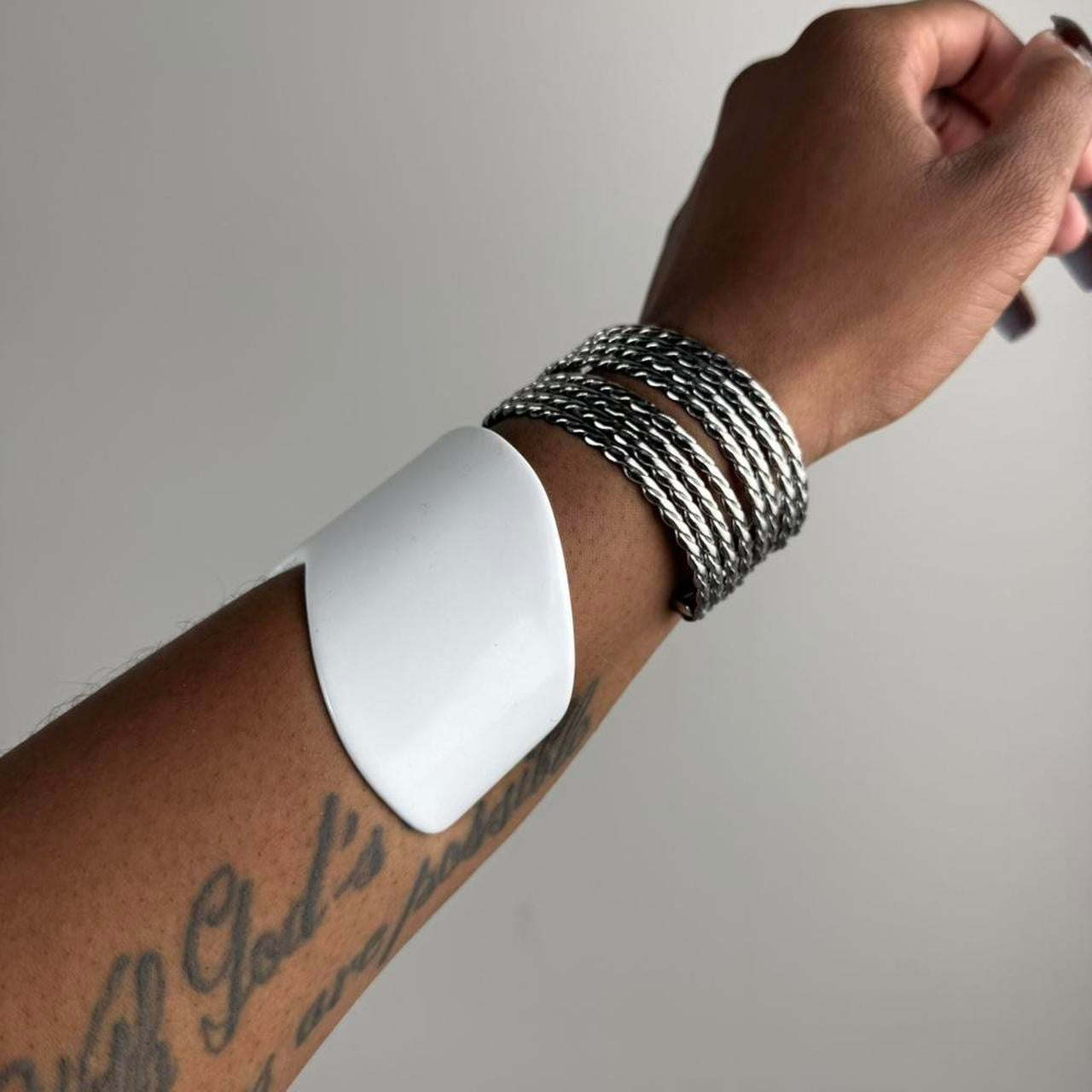 Silver tone cuff stack