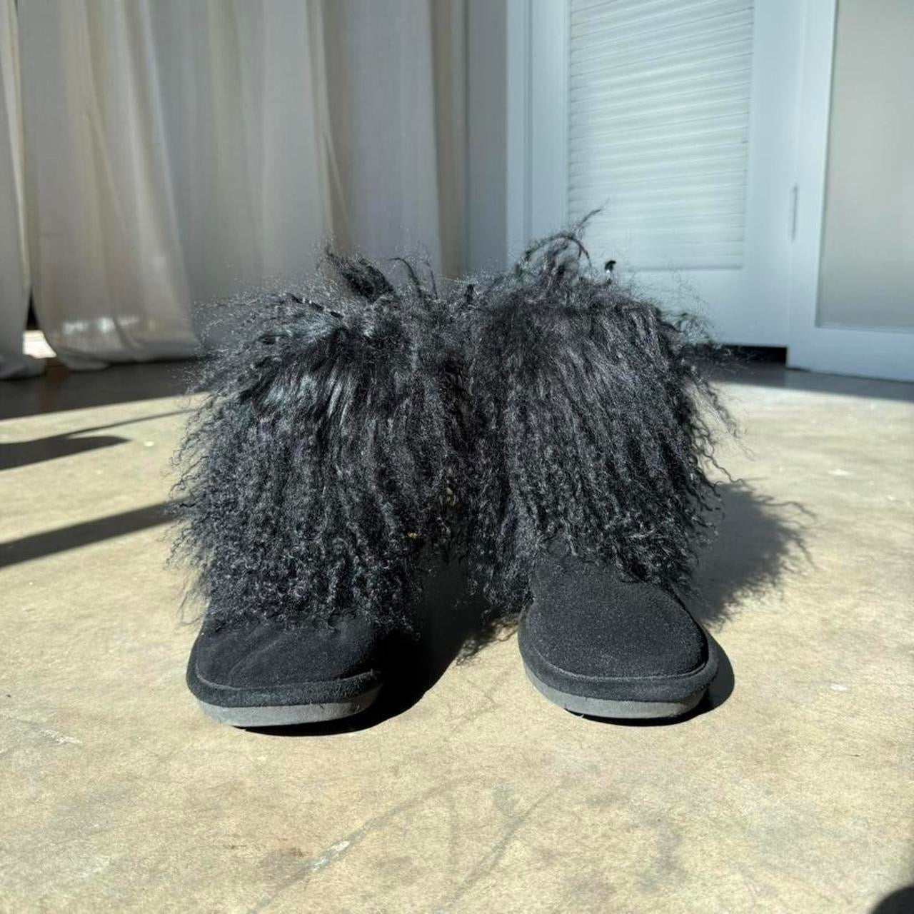 Black fur ankle boots