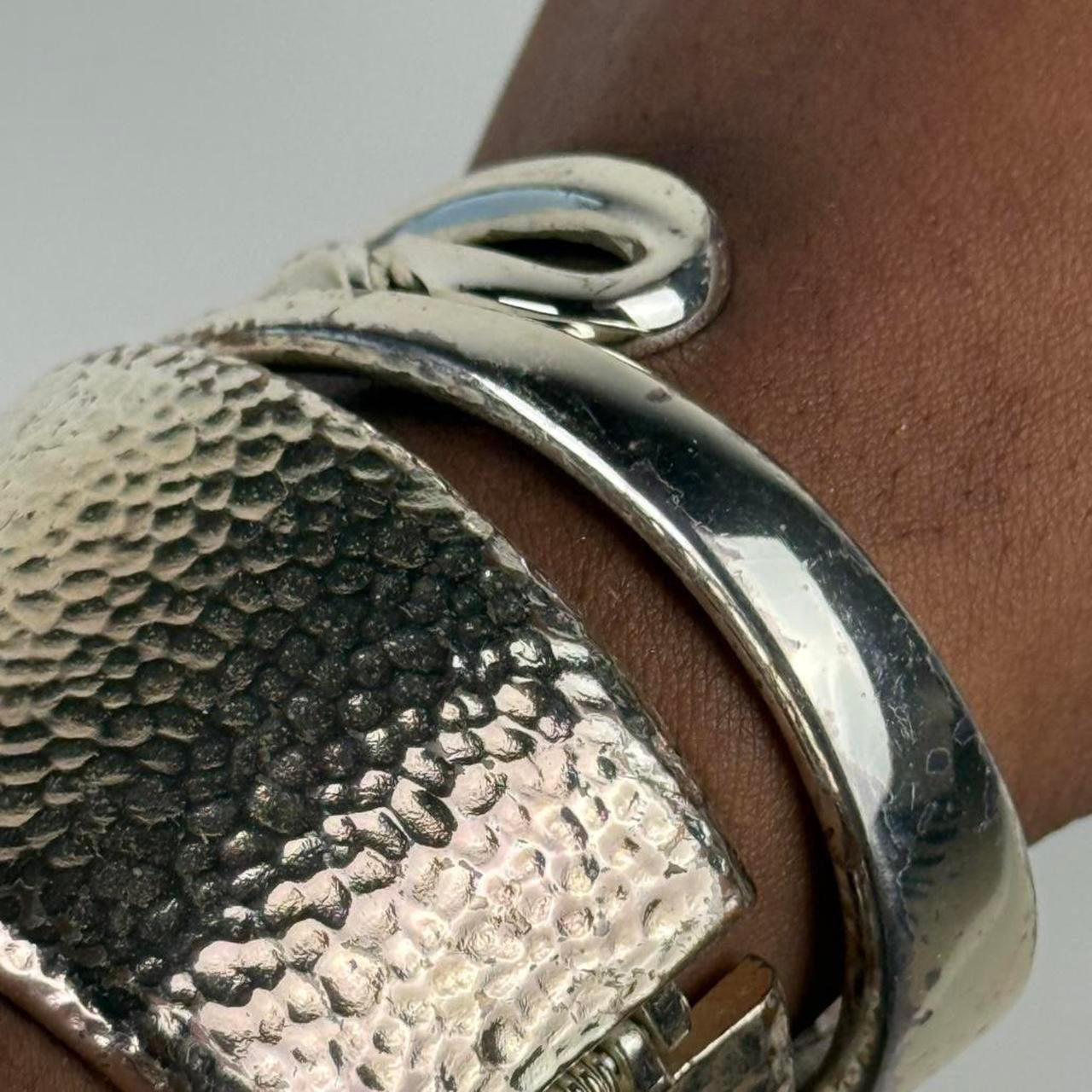 Silver tone cuff stack