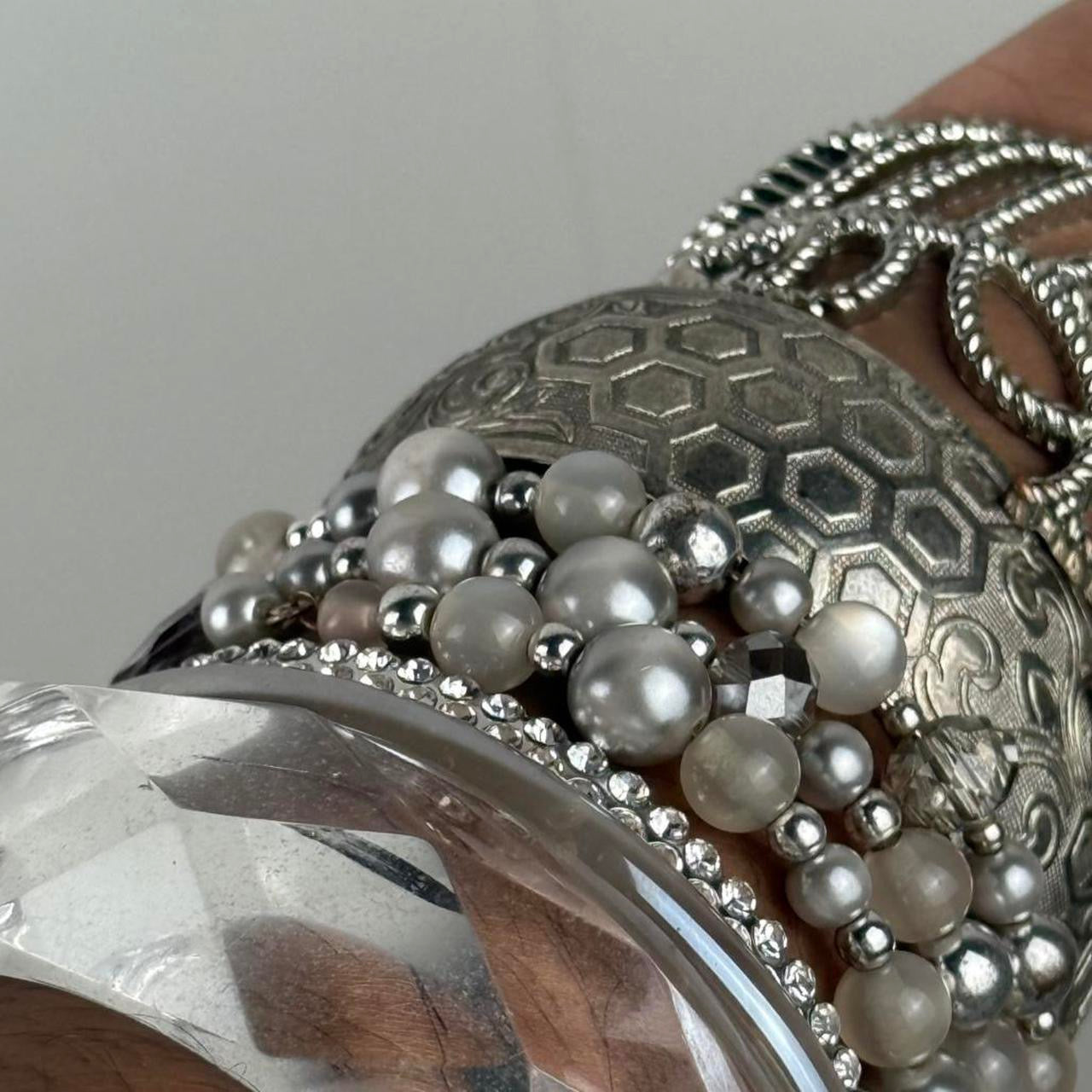 Silver tone cuff stack