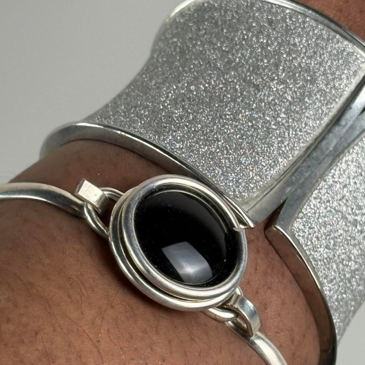 Silver tone cuff stack