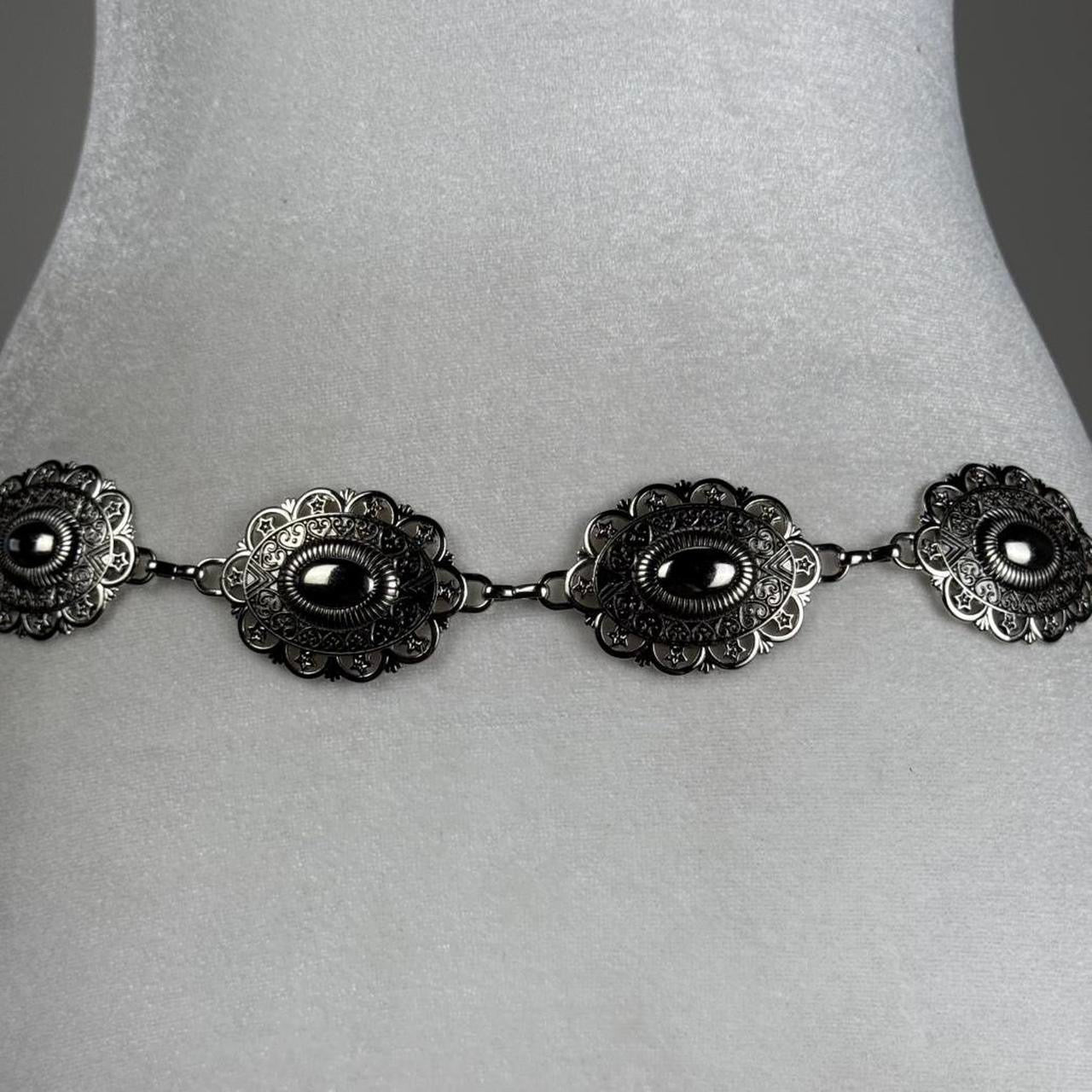 Silver tone chain belt