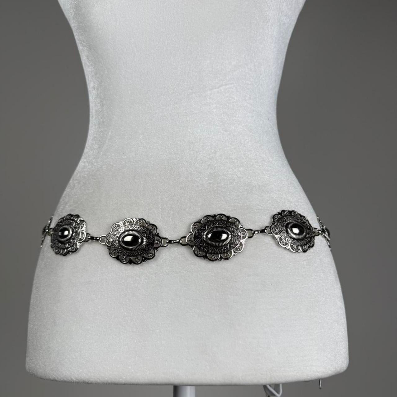 Silver tone chain belt